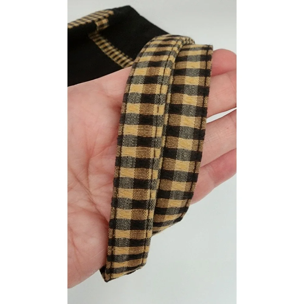 Longaberger Corduroy Tote Bag Small Black Khaki Gingham Hand Bag Purse EXC